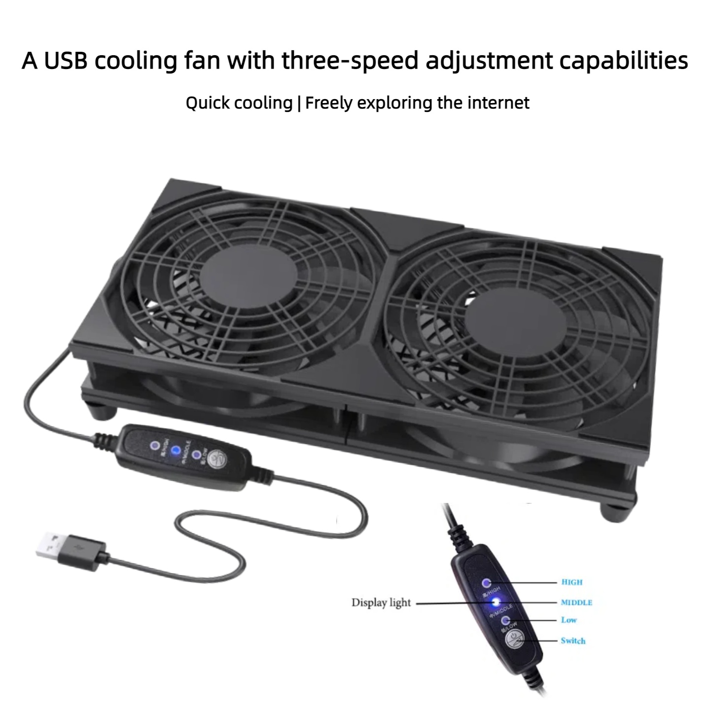 Dual USB Cooling Fan with 3-Sp - Gaming Console Setup 评论和价格