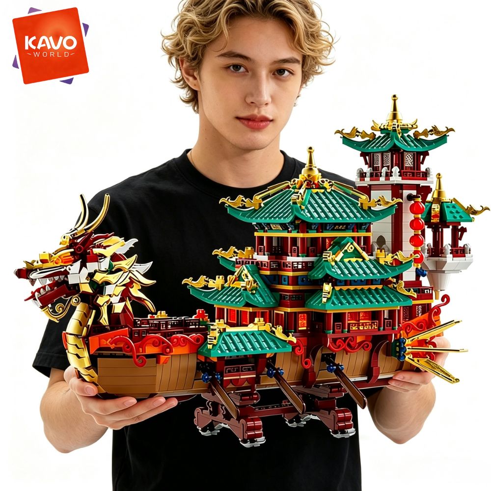 KAVOWORLD 2453pcs Dragon Boat  - Gaming Console Lego 评论和价格