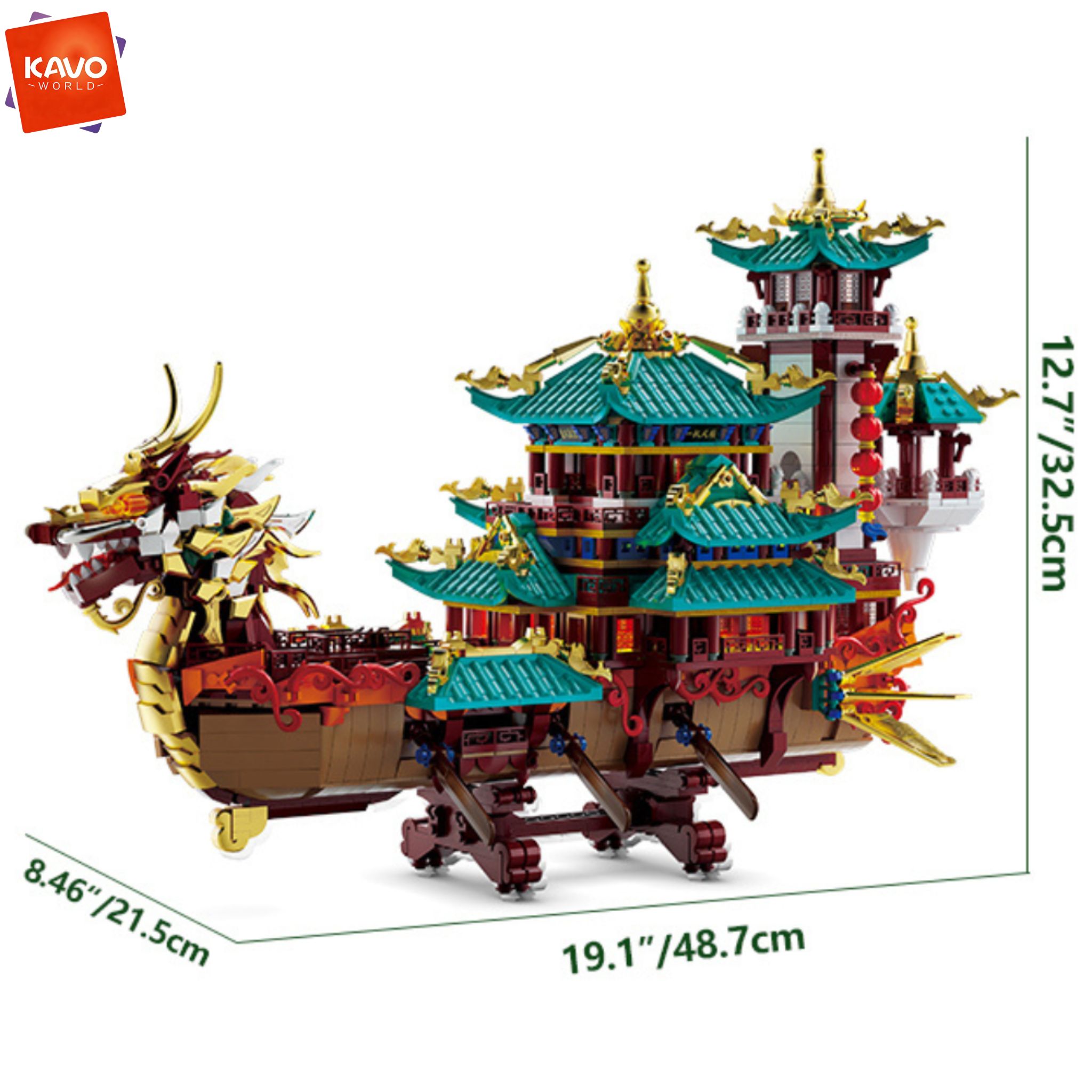 KAVOWORLD 2453pcs Dragon Boat  - Gaming Console Lego 评论和价格