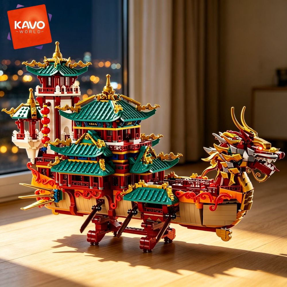 KAVOWORLD 2453pcs Dragon Boat  - Gaming Console Lego 评论和价格